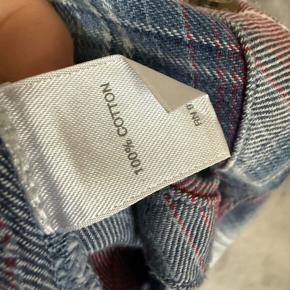 J Jill Top Women 1X Plaid Flannel Button Up Long Sleeves Plus Tunic Pockets - Picture 8 of 8